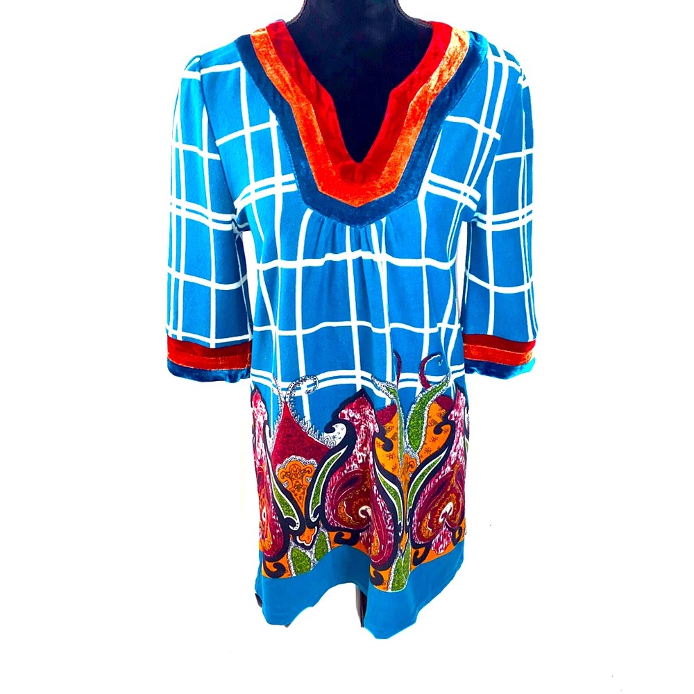 Funky People Windowpane Pattern Turkish Paisley Swimsuit Cover Dress